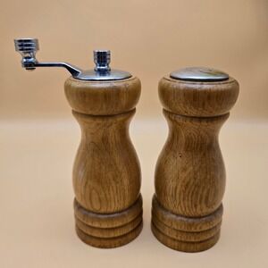 Olde Thompson Wood Salt Shaker and Pepper Mill Set with Hand Crank Made in USA